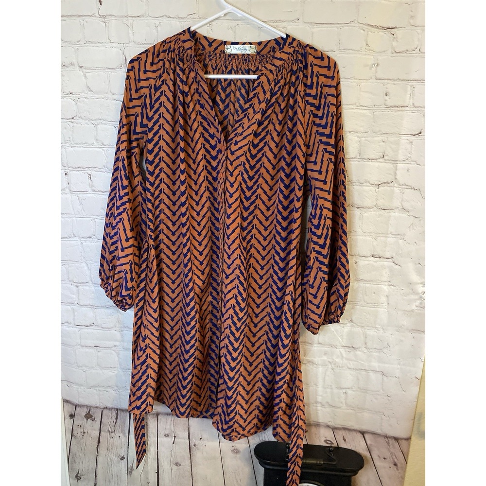 Whimsy Women's Chevron‎ Print  Button Up Front Dress Size Médium